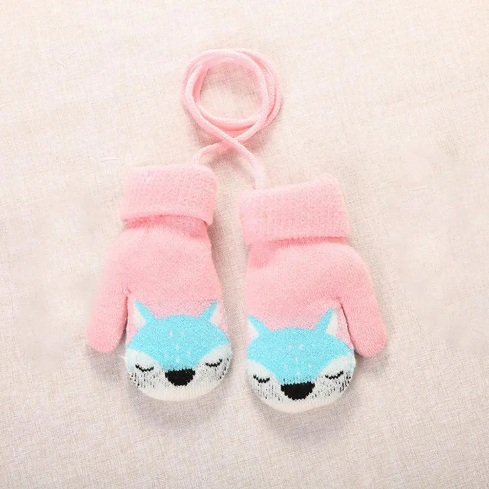 

Autumn Winter Cartoon Hanging Rope Thickened Baby Gloves Wear-resistant Baby Gloves Lightweight for Vacation