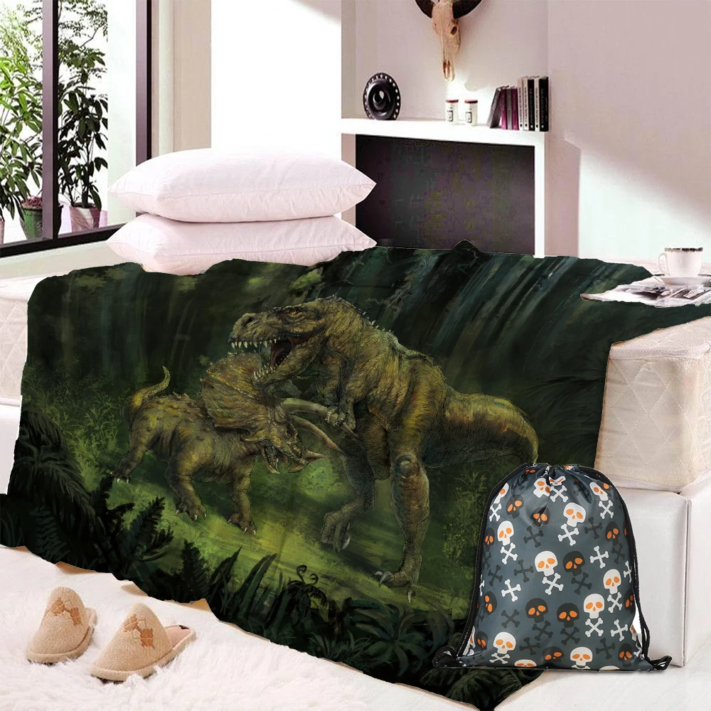 Динозавр семейное одеяло для детей искусственное плюшевое из шерпы покрывало на