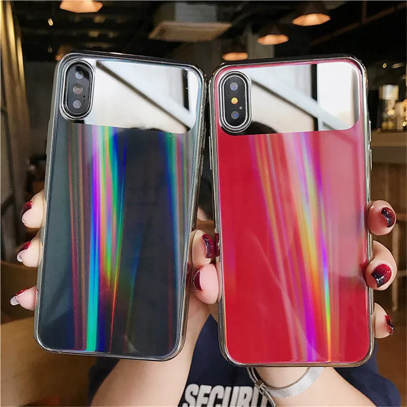 Зеркальный лазерный чехол Aurora для iPhone 12Mini Pro Max Роскошный 11 X XR XS 7 8 Plus 2020 SE Защита