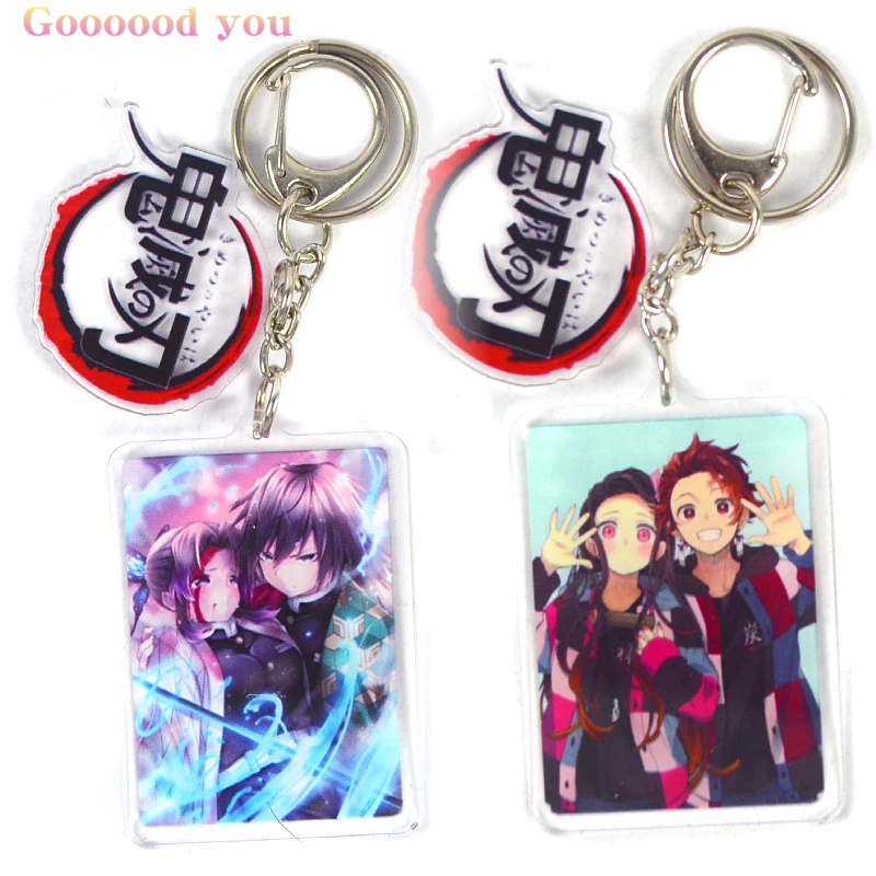 

Anime Keychains Demon Slayer Acrylic Key Chain Accessories Cute Kimetsu No Yaiba Figure Bag Pendants Kawaii Keyring Fans Gifts