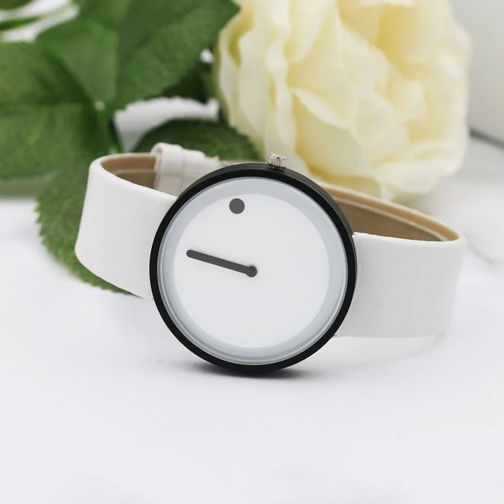 CB Поворотные Часы с белым точечным часовым ремешком кожаный ремень повседневные