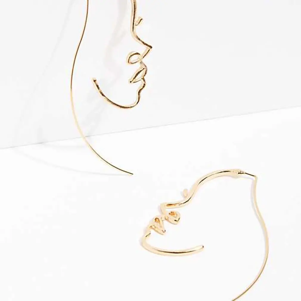 Модные простые золотые шелковые серьги с портретом индивидуальные Крючки для