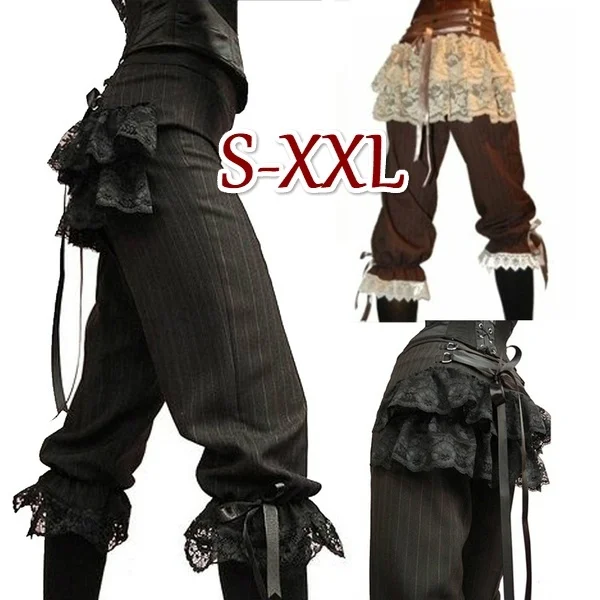 Женские штаны в стиле панк кружевные лоскутные бриджи винтажные готические