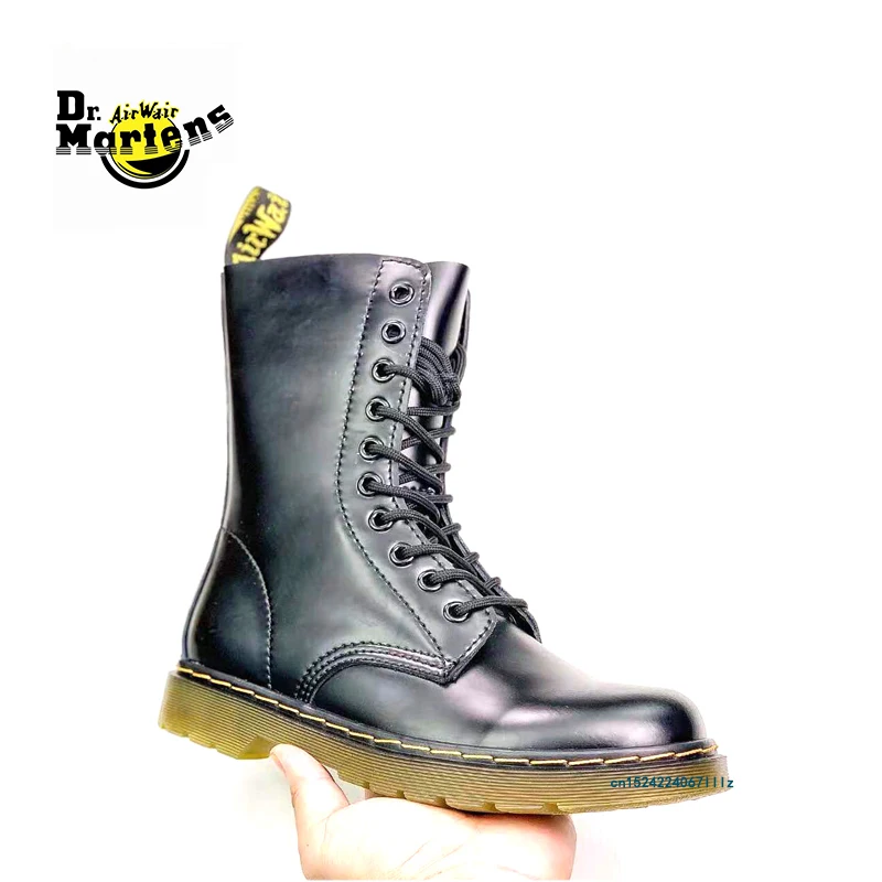 

Dr.Martens Women 1490 Durable Genuine Leather Smooth Martin Boots Female Cool Girl None-Slip Mid Calf 10 Eyes Street Doc Shoes