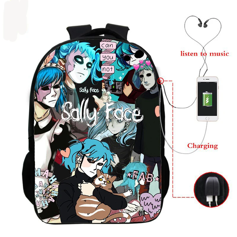 Sally Face, рюкзаки для детей, школьные сумки для подростков, рюкзак в стиле хип-хоп, сумка унисекс, дорожная сумка для книг, нейлон, 16 дюймов, mochila, можно настроить