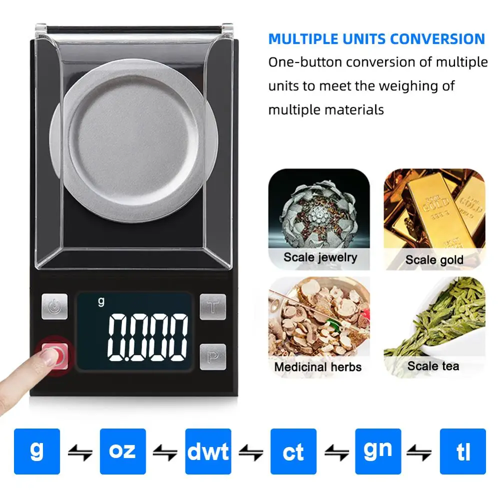 

100g/50g/20g/10g Electronic Scales 0.001 High Precision LCD Digital Scale Jewelry Herbs Portable Lab Weight Milligram Scale