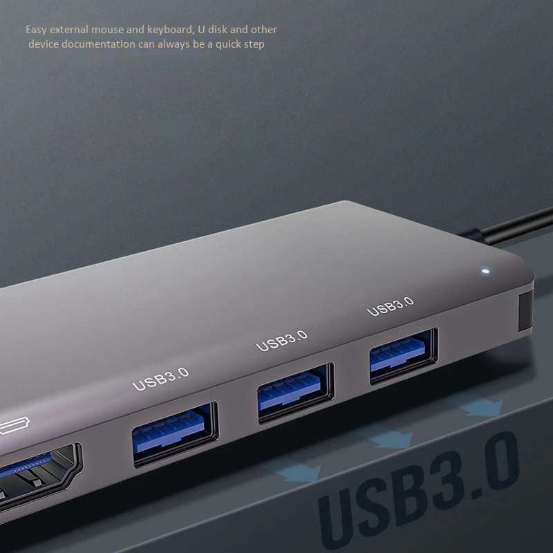 

9 in 1 Usb C Hub Type C to USB 3.0 4K HDMI VGA 100W PD Dock Splitter for Pro iPad Pro Laptop