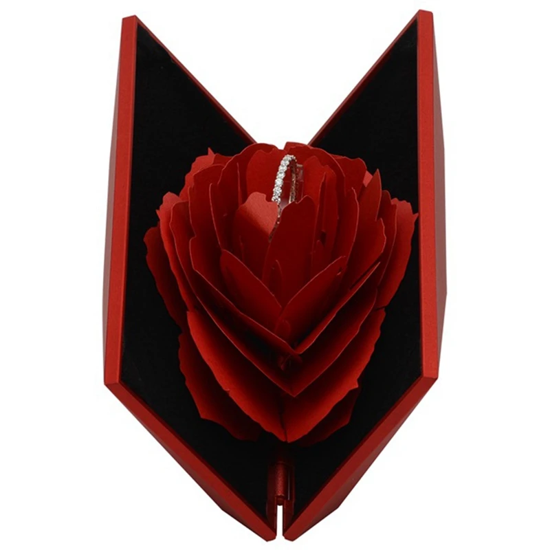 Горячая Распродажа Свадебная коробка с вращающимся розовым кольцом прекрасная