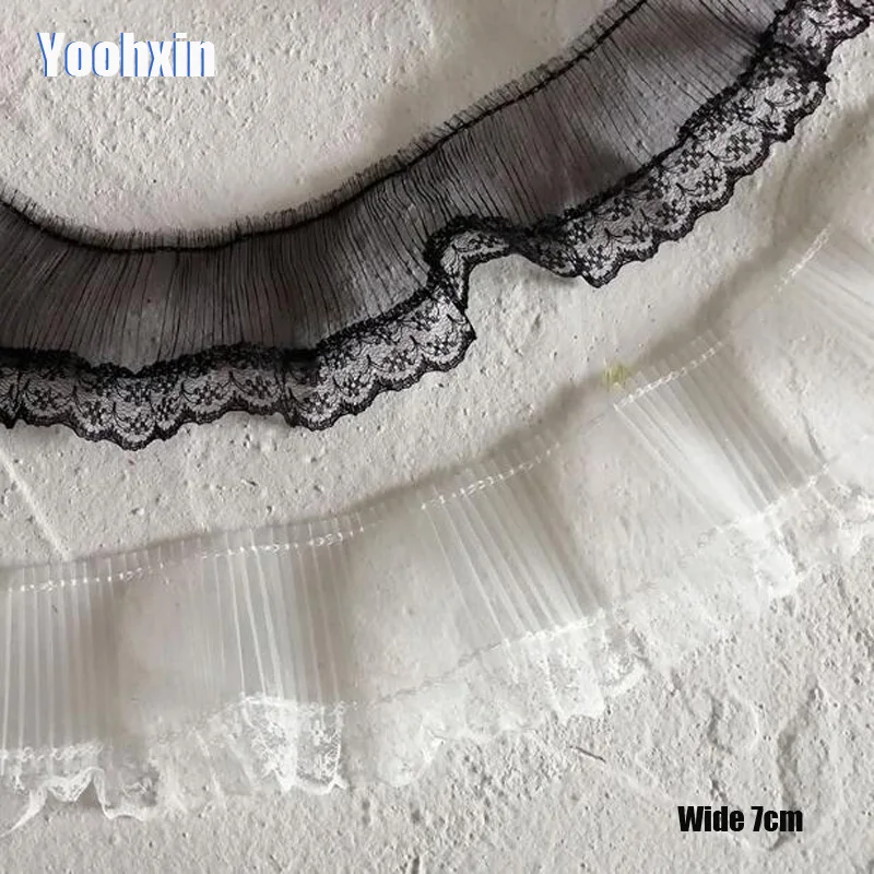 7 см в ширину новинка черно-белая вышивка цветок кружевная ткань отделка лента