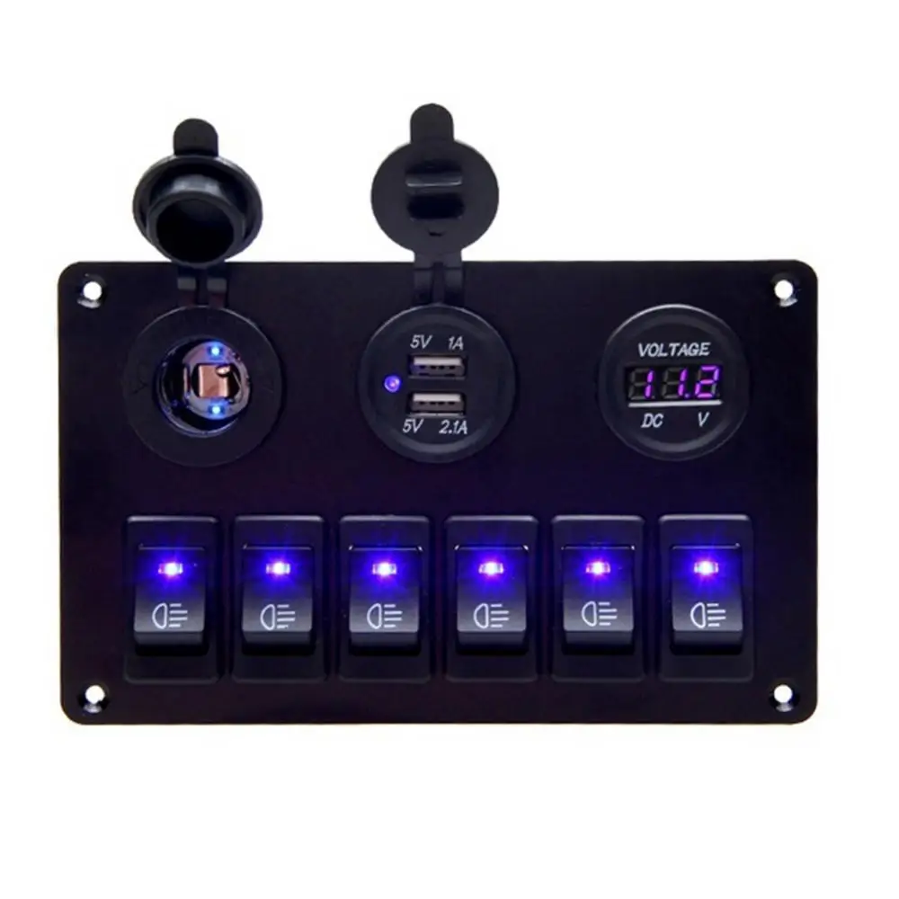 Dropshipping!12-24V 6 Gang Car Marine Boat Circuit Board Voltage Display Switch Control Panel