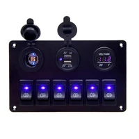 50 dropshipping12 24v 6 gang car marine boat circuit board voltage display switch control panel