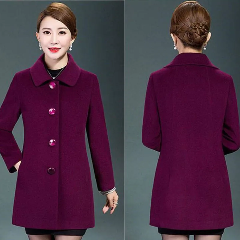 Женское однобортное пальто из смешанной шерсти базовое шерстяное элегантное