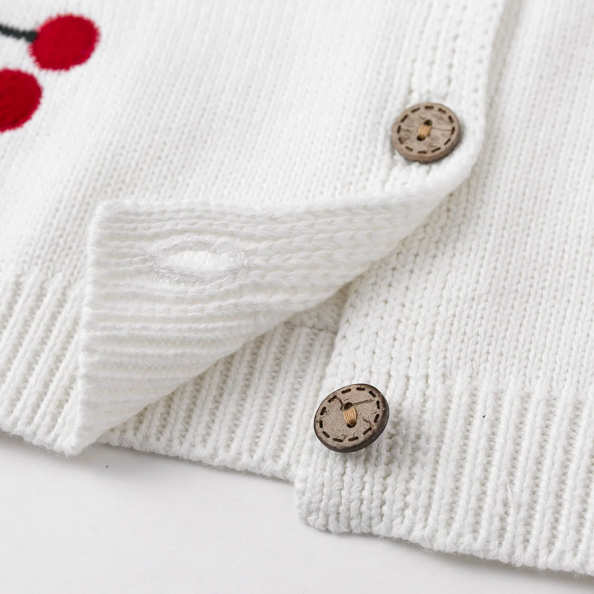 Curipeer Spring Newborn Baby Cardigans Coats White Girls Knitted Outerwear Cherry Embroidery Sweater Clothing Infant Tops |