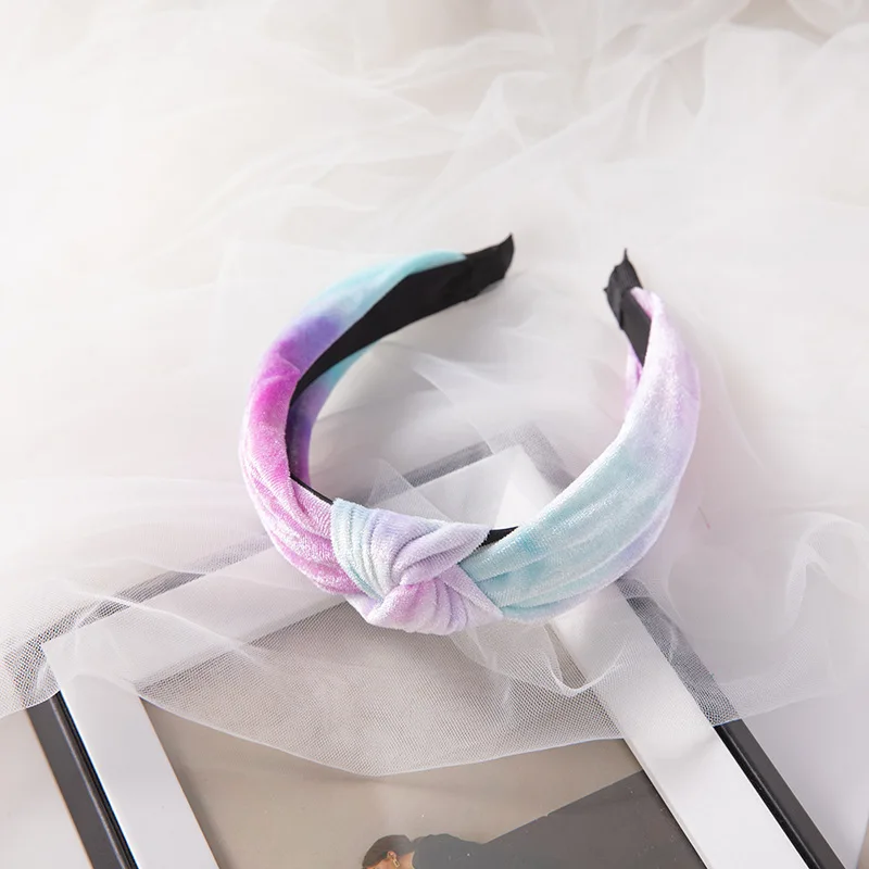 Женский бархатный ободок для волос в стиле ретро Радужный цвет аксессуар волос| |