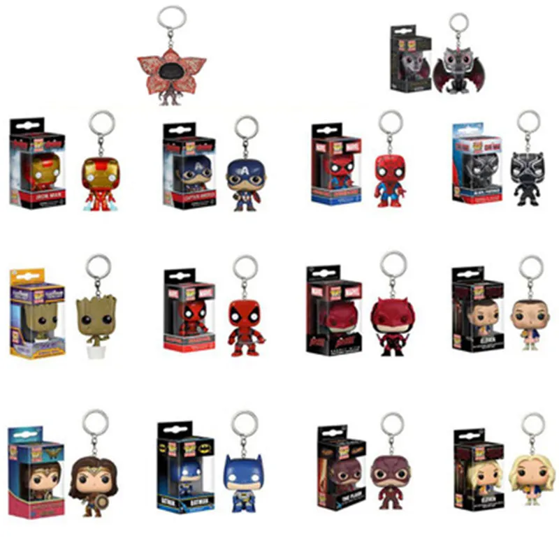

Q version Avengers pendant keychain Iron Man Flash Captain America Batman key pendant Christmas birthday gift accessories 4-9cm