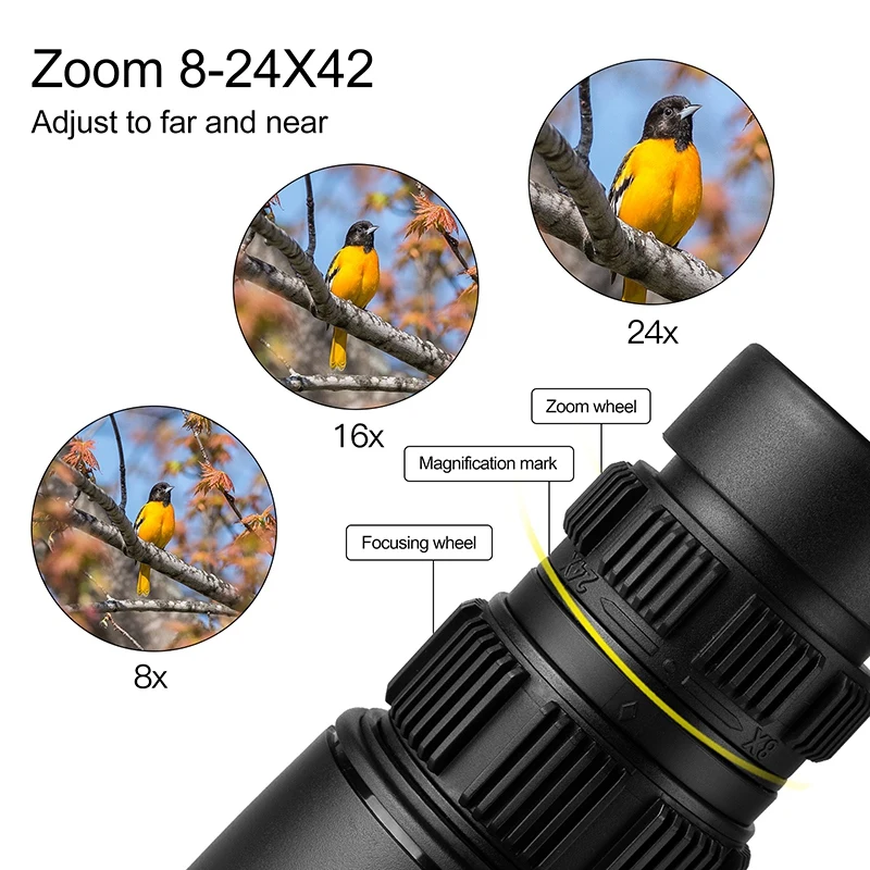 Eyeskey 8-24X42 Портативный Монокуляр компактный и водонепроницаемый Bak4 призма мобильный телефон телескоп Монокуляры для наружного кемпинга Hungt