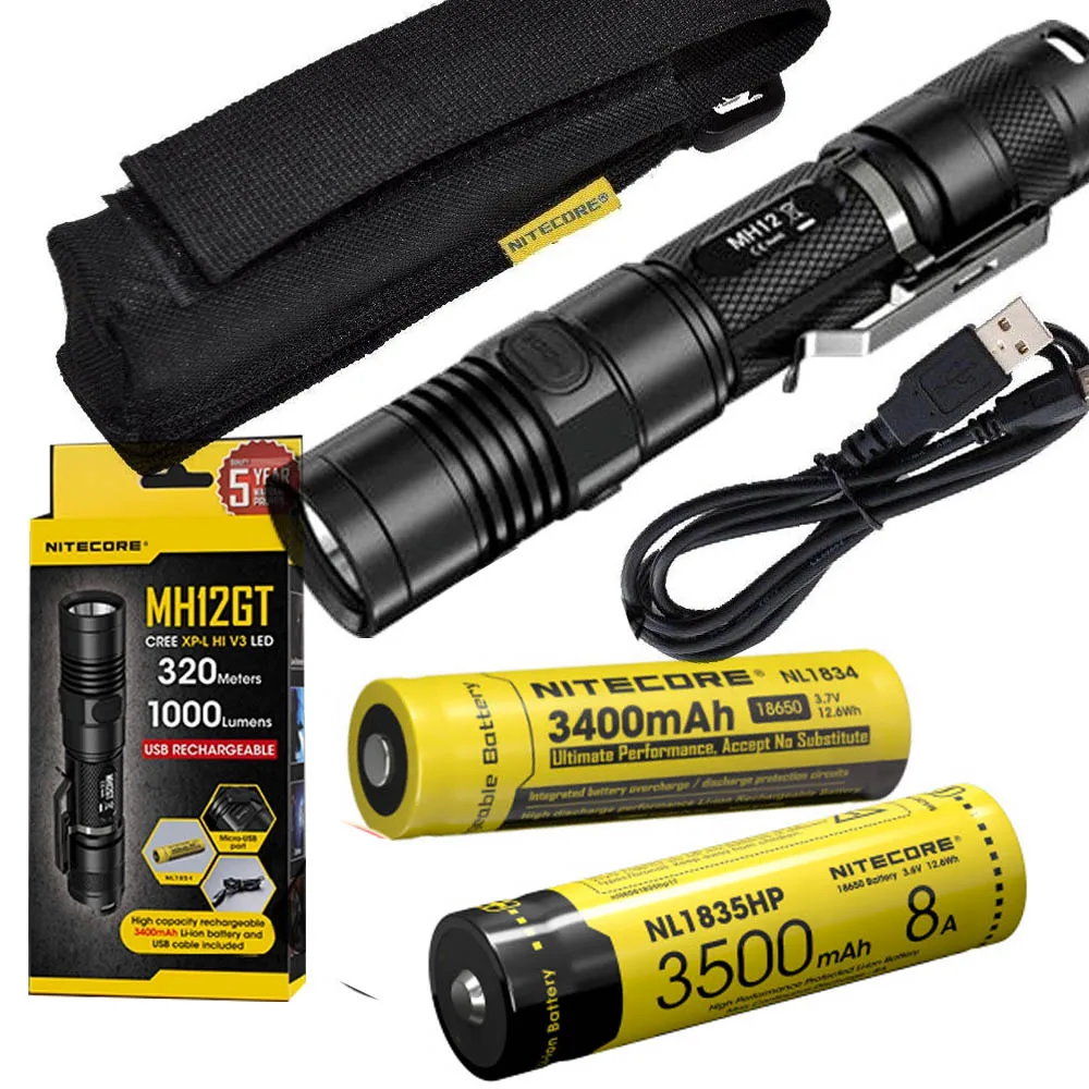 NITECORE MH12GT 1000 люмен LED 18650 3400mah аккумулятор USB Перезаряжаемый Фонарик спасательный