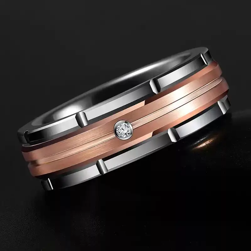 

YWSHK New Fashion Titanium Steel Ring for Man Woman Rose Gold Brushed Wedding Band for Party Wedding Jewelry Gift Wholesale