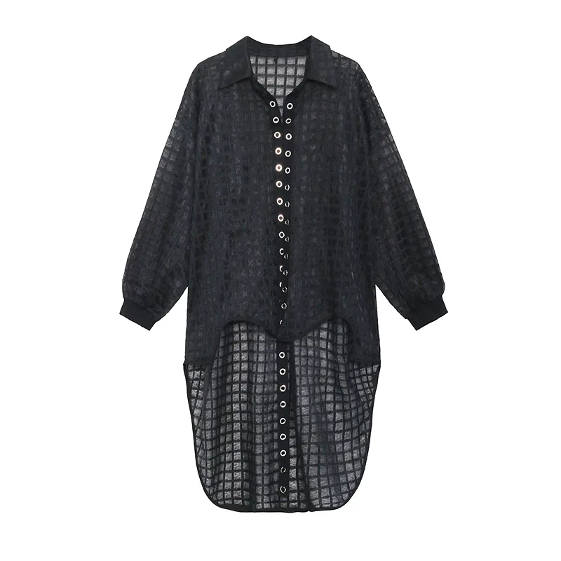 

2021 Summer New Thin Japanese Street Mesh See-through Cardigan Loose Slimming Irregular Shirt Sun Protection Shirt Women