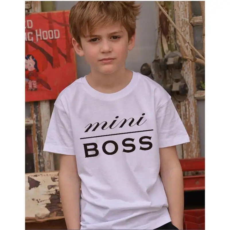 

2021 Kids White T-shirt Fashion 3D Printed Cartoon Boss Graphic Summer Short-sleeves Casual Streetwear Boys White Tee Tops