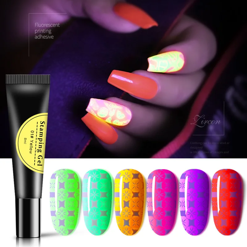 Лак для ногтей флуоресцентный гель матовая светится в темноте лампа гель-лака