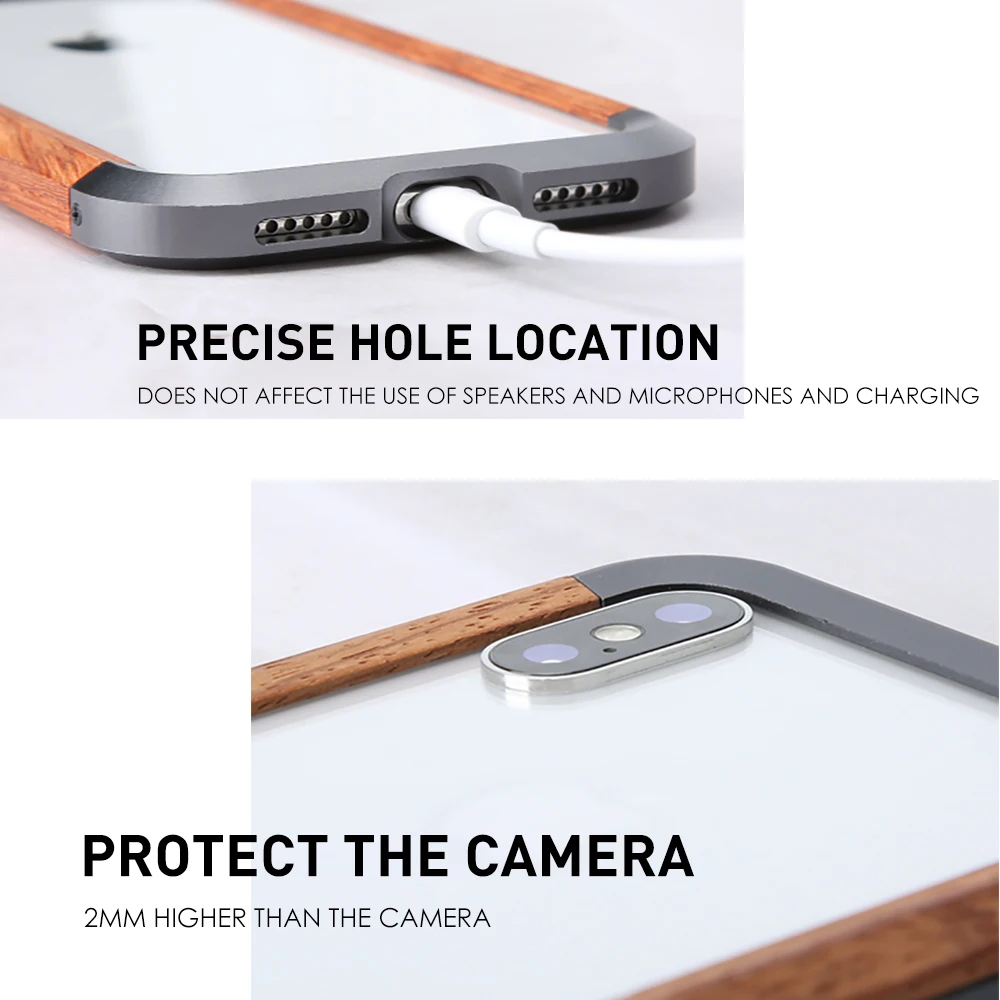Роскошные винт Алюминий металлический деревянный противоударный чехол для iPhone XS