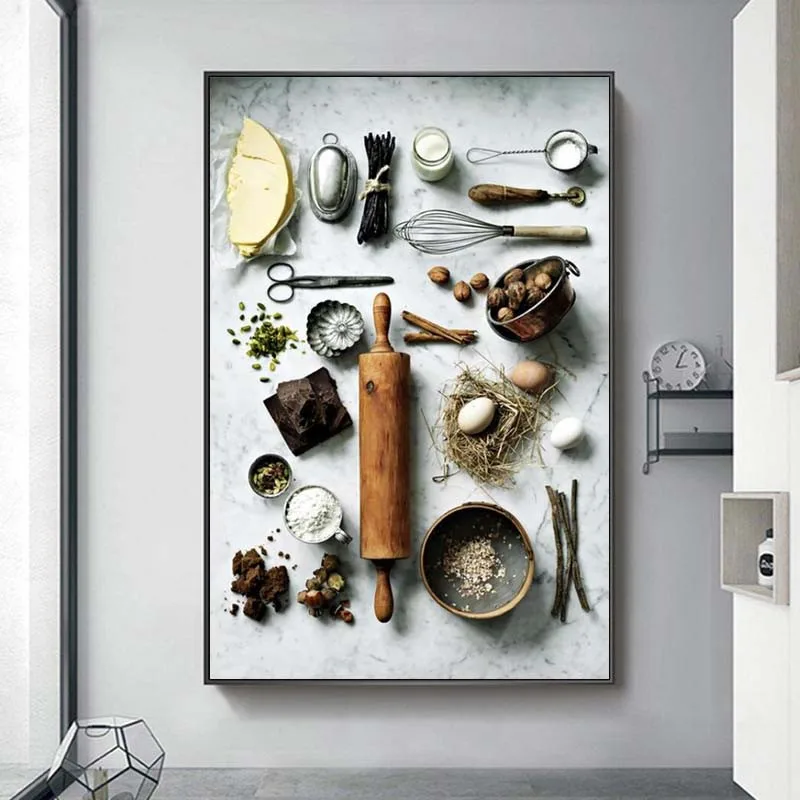 

Kitchen Ware Bowl And Spoon Home Decor Poster And Prints Tableware Canvas Painting On Wall Art Picture For Kitchen Room Decor