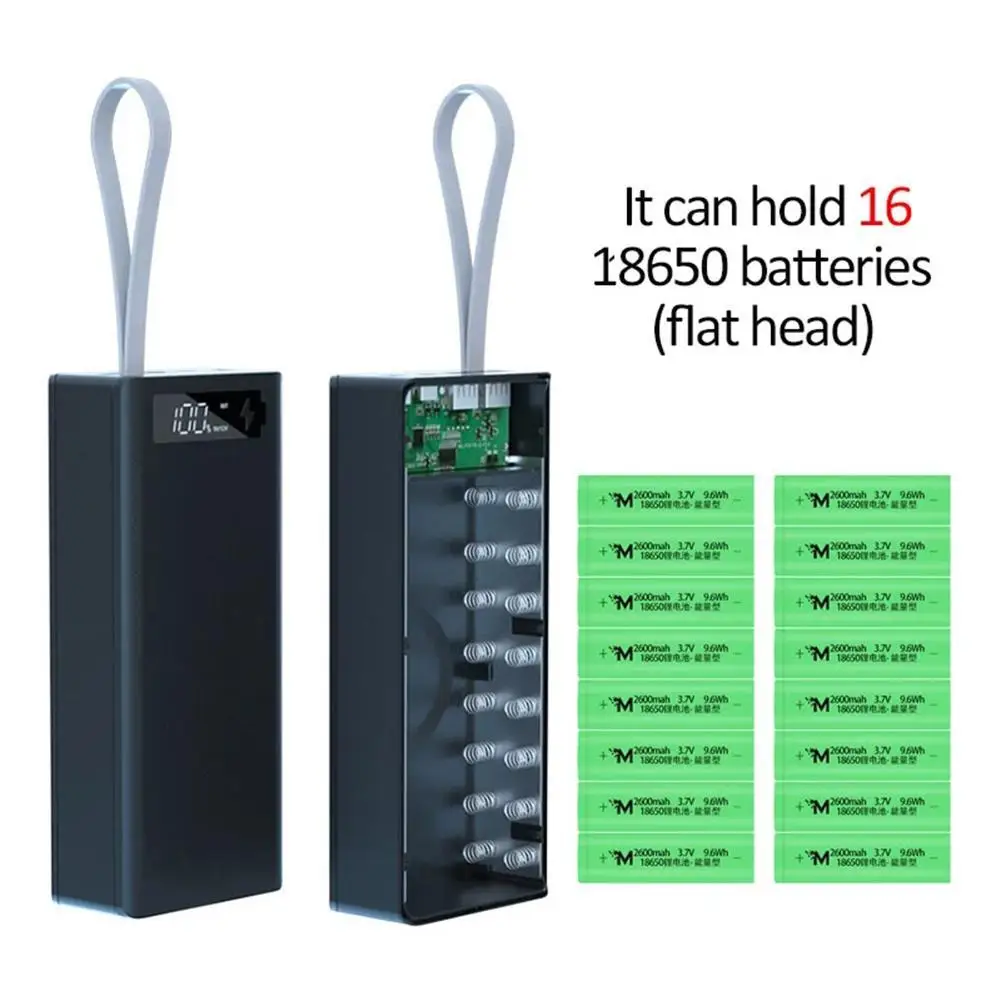 16*18650 PD QC3.0 USB 10W Welding Free Battery Storage Box Fast Wireless Charging DIY Power Bank Case 18650 Holder |