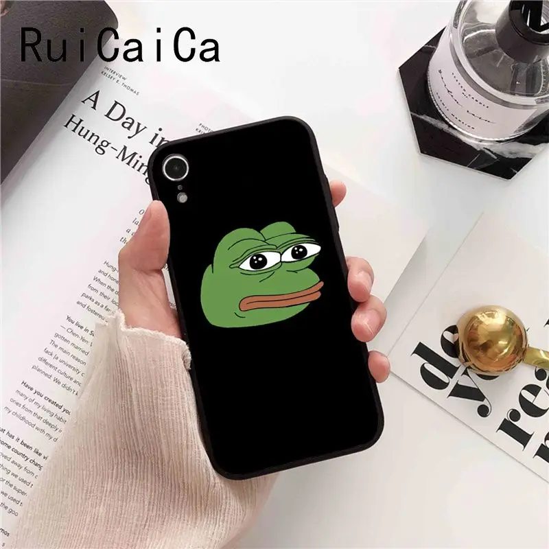 Ruicaica Pepe мемы грустная Лягушка черная мягкая крышка чехол для телефона iPhone 8 7 6 S Plus