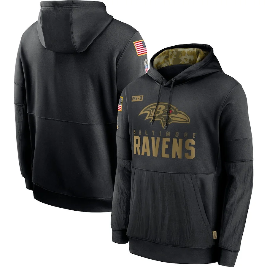 

Baltimore MEN Sweatshirt Ravens 2020 Salute to Service Sideline Performance Pullover football Hoodie S-4XL