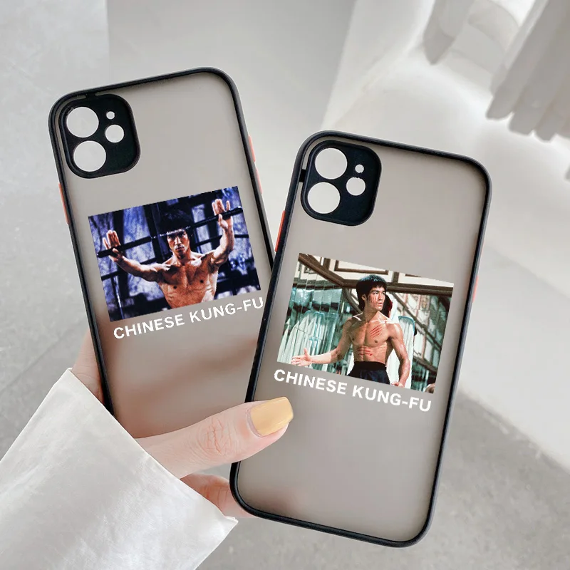 

Chinese Kung Fu Bruce Lee Phone Case For iphone X XS MAX XR 11 12 13 Pro Max 7 8 Plus SE 2020 Hard Matte Camera Protection Cover