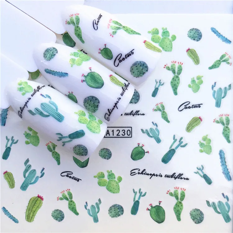 1Pcs Stylish DIY Cactus Flowers Nail Art Stamp Stamping Image Plate Stainless Steel Nail Template Manicure Stencil Tools 5 Style - Цвет: 5