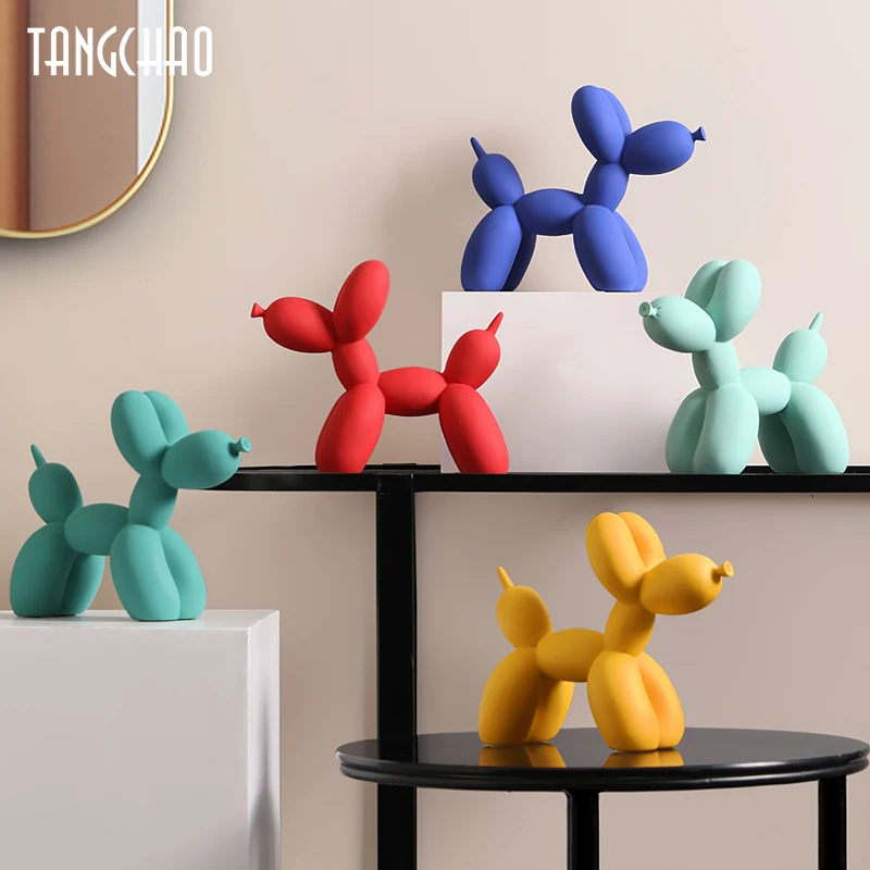 balloon dog figurines for interior home decor nordic modern resin animal figurine sculpture statue home living room decoration free global shipping