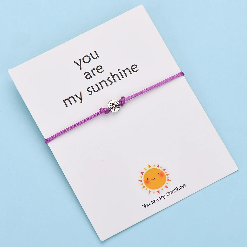 color 11 IYOE Wish Card You Are My Sunshine браслеты с глазами для женщин и мужчин, подарок на день рождения, винтажный браслет ручной работы с красной нитью - Окраска металла: color 11