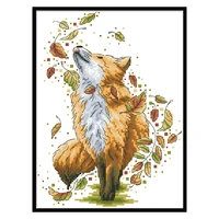 dancing fox stamped cross stitch kits printed fabric needlework canvas embroidery sets 11ct 14ct diy crafts home decor paintings