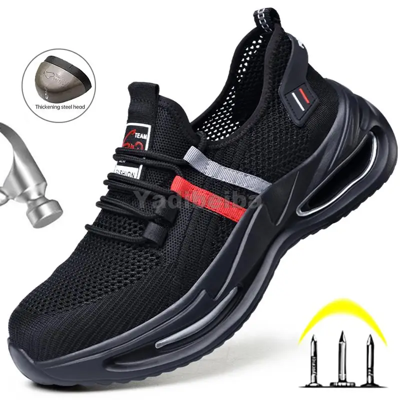 

Защитные кроссовки для мужчин и женщин, дышащие, неразрушаемые, рабочие ботинки, легкая обувь