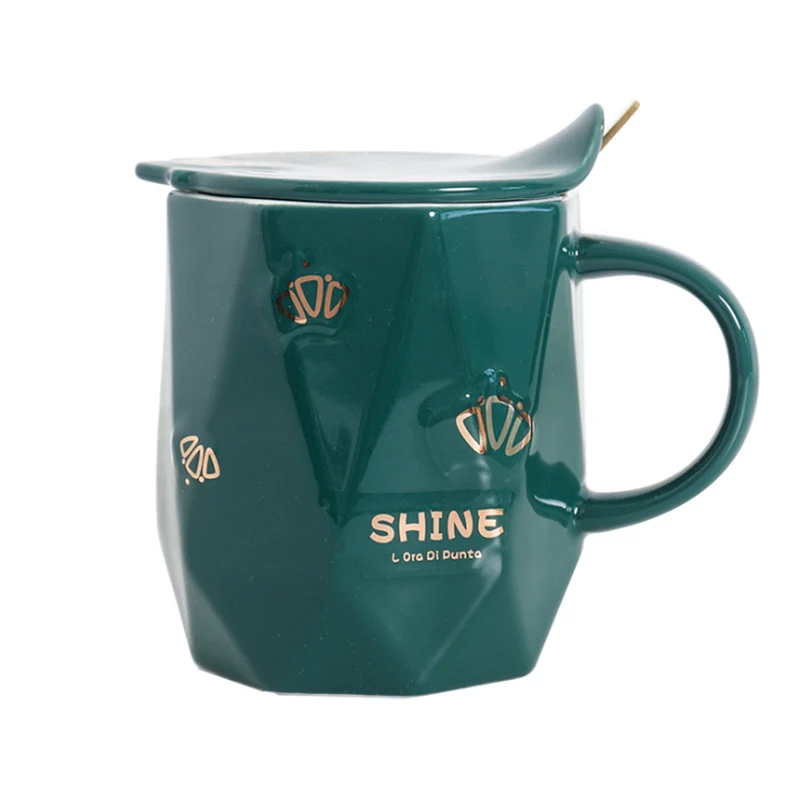 Фарфоровые кружки 400 мл ложка с крышкой фарфоровые многогранная нестандартная