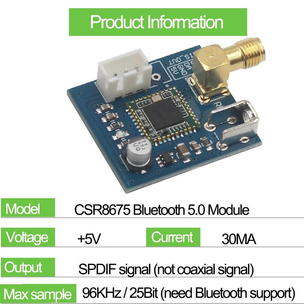 Модуль Bluetooth 5 0 CSR8675 HD в SPDIF цифровой интерфейс APTX LDAC 96 кГц/25 бит|Усилители мощности|