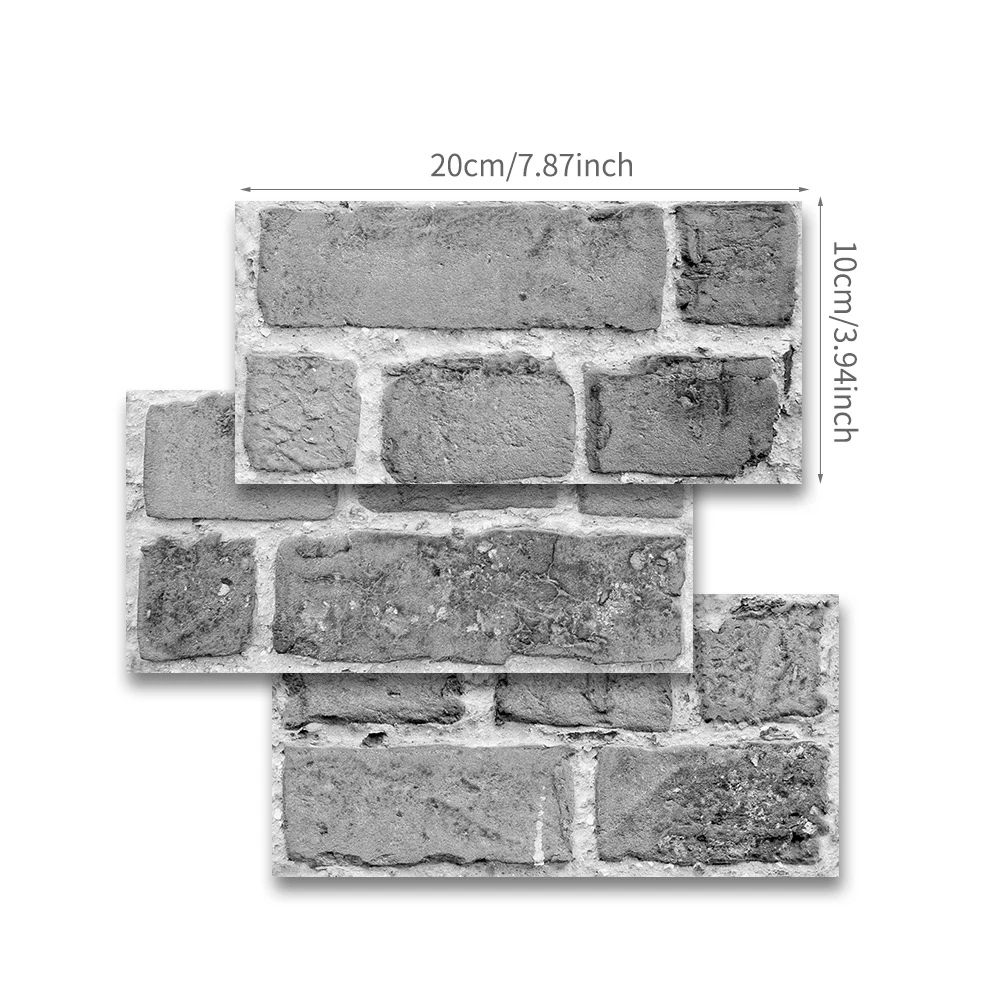 9 штук упак. 20x10 см серый мозаичный кирпич самоклеющиеся ПВХ наклейки для стен s DIY