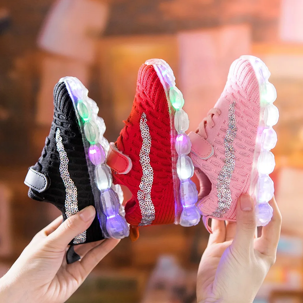 Детская обувь 2019 детские кроссовки для маленьких девочек со светодиодной