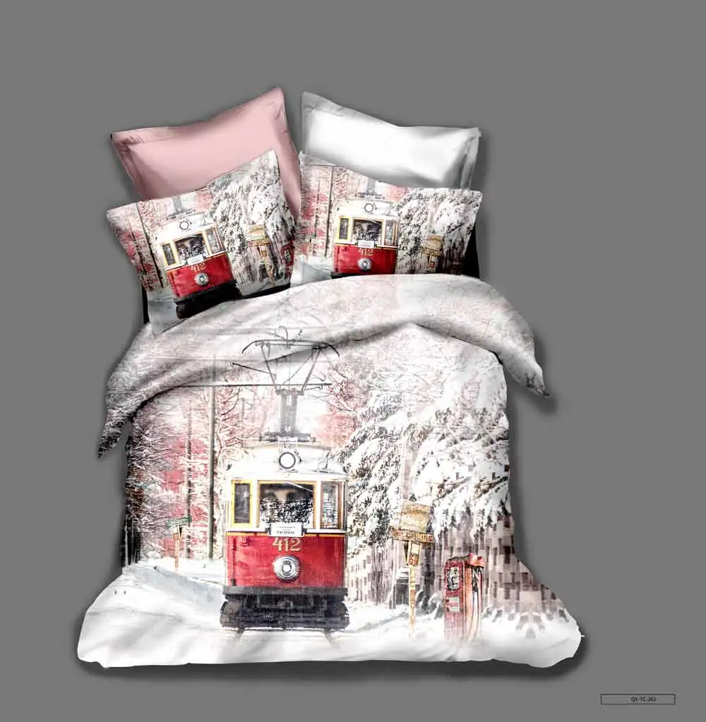 Комплект постельного белья снежной страны с красным шлейфом декор для спальни 100%
