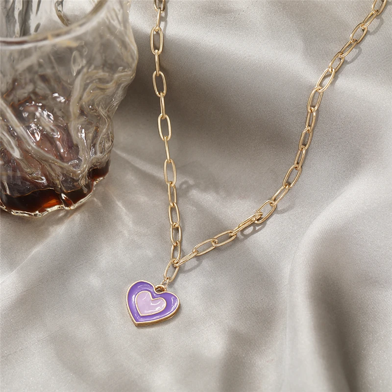 

Simple Creative Double Layer Heart Pendant Necklace Jewelry Accessories