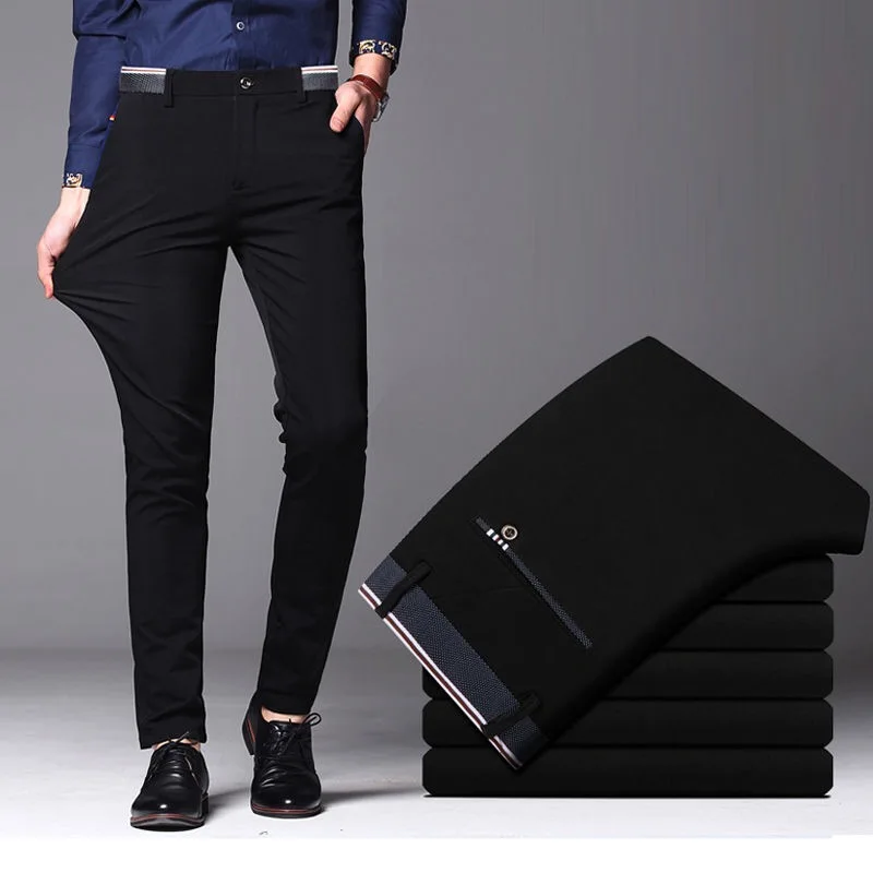 

Мужские длинные брюки в деловом стиле, повседневные эластичные прямые деловые брюки, большие размеры 28-40, весна-осень 2021