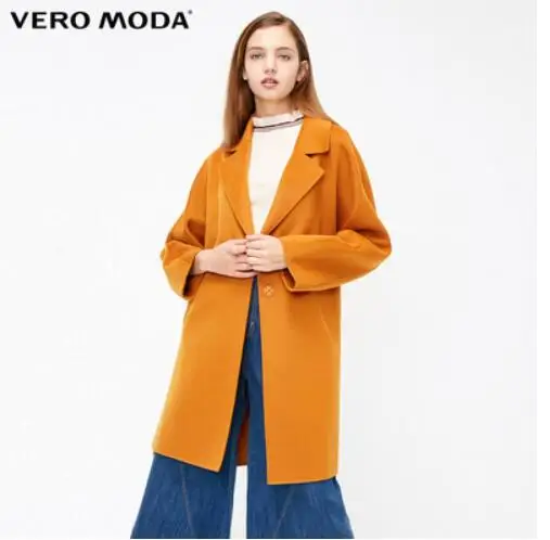 Vero Moda Женское шерстяное пальто средней длины со скрытыми пуговицами с отворотом на плече | 318427511 - Цвет: Pumpkin Spice