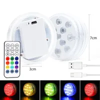 13 Led Remote Controlled RGB Submersible Light USB Rechargeable  Underwater Night Lamp Outdoor Vase Bowl Garden Party Decoration