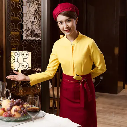 Новый отель официанта комбинезоны с длинным рукавом Западная еда кафе фаст-фуд