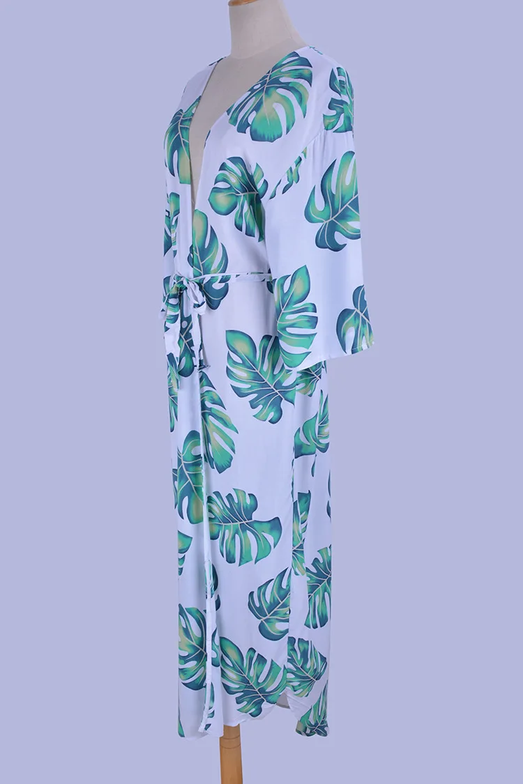 Женское праздничное пляжное платье с принтом банановых листьев накидка на