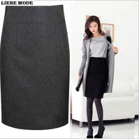 women high waisted long skirts work 2021 fashion knee length female bodycon formal pencil skirt womens black grey red blue