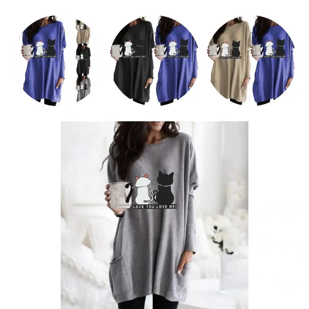 

Streetwear Casual Pure Color Printed Dress Spring Autumn Long Top Long Sleeve for Parties