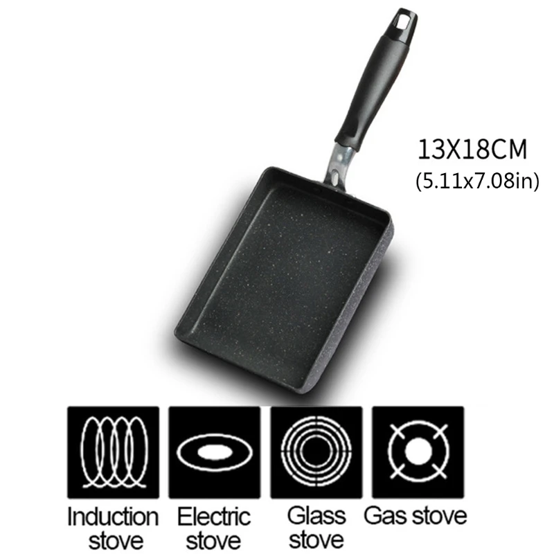 

Retangular Omelette Pan Tamagoyaki Egg Pan, Nonstick Maifan Stone, Anti-Scalding Handle for Glass ,Electic Gas Stove
